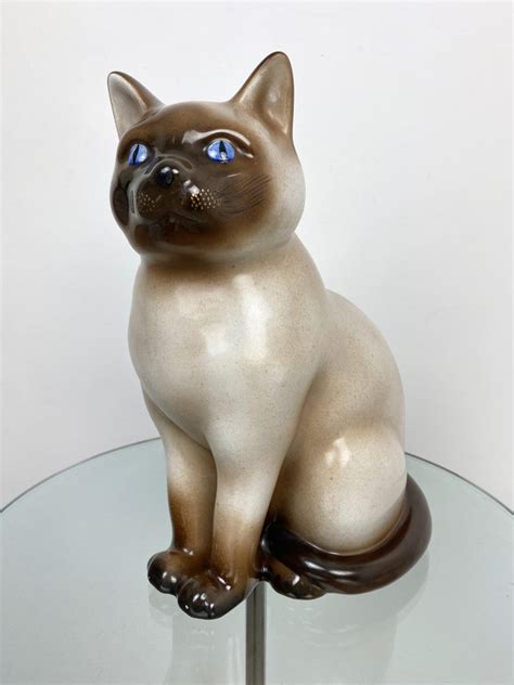 Siamese Cat Vintage Ceramic Sculpture By Piero Fornasetti 1960s Italy