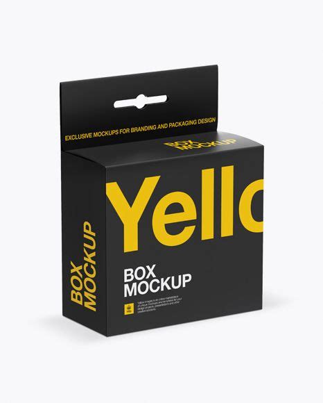 Download Download Matte Paper Box with Hang Tab Mockup - Half Side View (High Angle Shot) Object Mockups ...