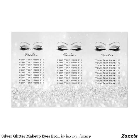 Silver Glitter Makeup Eyes Brows Lash Dl Leaflet Flyer Silver Glitter Makeup Makeup Eyes