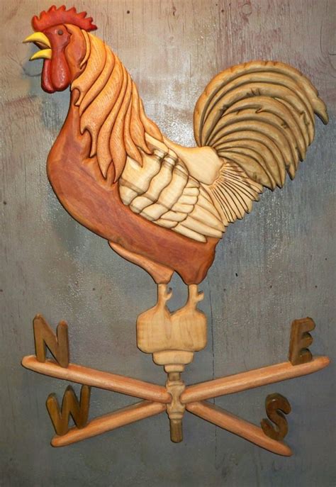 Rooster Weather Vane Intarsia Bragging Rights Scroll Saw Village