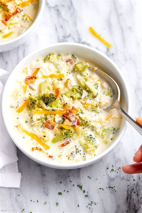Dad's creamy cauliflower soup was always a favorite growing up, and it's so easy with just 5 ingredients! Broccoli Cauliflower Cheese Soup Recipe with Bacon ...