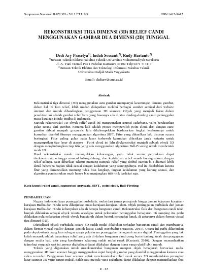 Rekonstruksi Tiga Dimensi D Relief Candi Menggunakan Gambar Dua Dimensi D Tunggal