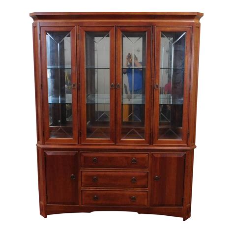 Thomasville Furniture Cherry Mission Style China Cabinet Chairish