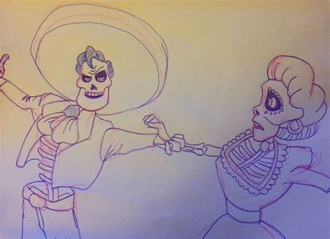 Imelda And Ernesto De La Cruz Sketch Drawing From Coco Disney Villains