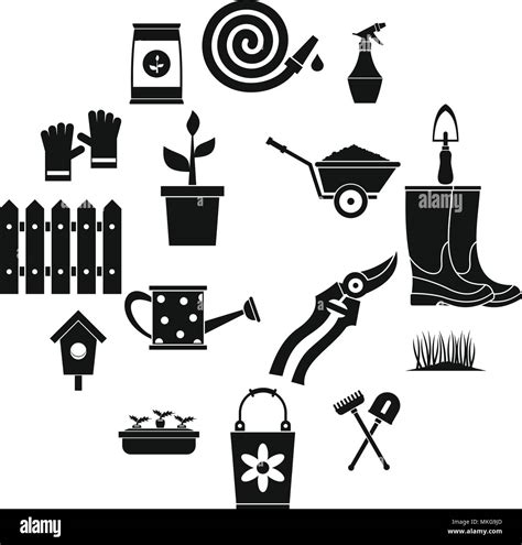 Gardening Icons Set Simple Style Stock Vector Image And Art Alamy