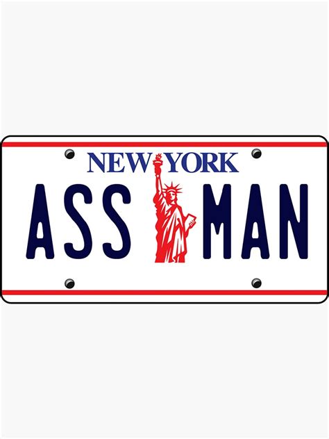 New York Assman Ass Man License Plate Sticker For Sale By Jtrenshaw Redbubble