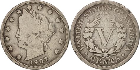 United States Liberty Nickel 5 Cents 1907 Us Mint Philadelphia