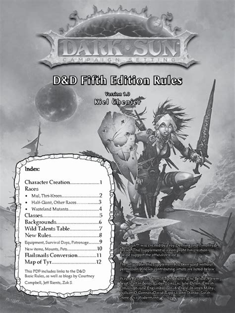 Dark Sun 5e Rules Ver11 Dwarf Dungeons And Dragons Elf Dungeons