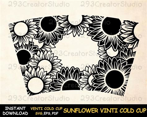 Sunflower Full Wrap Svg Decal Cold Cup Svg Sunflower Etsy Cricut