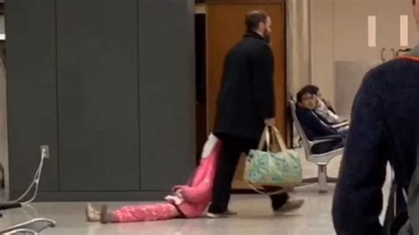 Dad Drags Daughter Through Airport Youtube