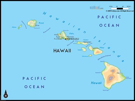 Geographical Map Of Hawaii And Hawaii Geographical Maps