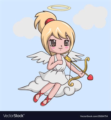 Cute Little Girl Cupid With Bow And Arrow Vector Image