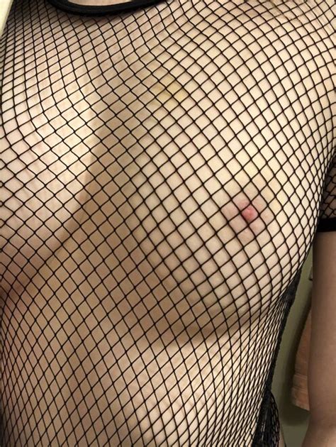 Nipple Peeking Through My Fishnet F Porn Pic