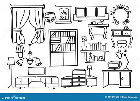 Home Interior Concept Design Doodle Stock Vector Illustration Of
