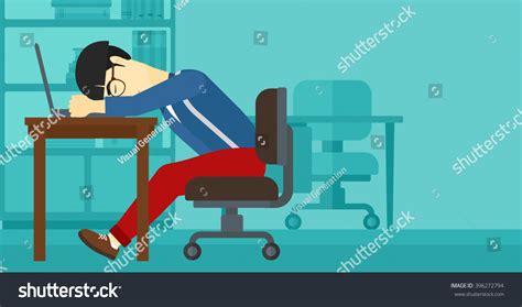 Man Sleeping On Workplace Royalty Free Stock Vector 396272794