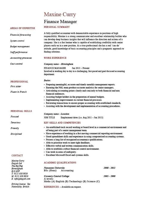 Finance manager skills on your resume your resume is a snapshot of how your skills have improved profits, secured contracts or balanced budgets. Finance manager resume, CV, example, sample, templates ...