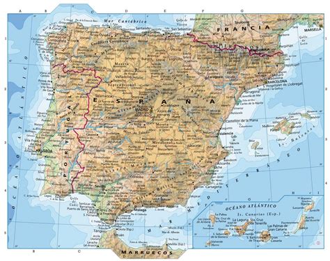 CIENCIAS SOCIALES 1º CC SS TEMA 6 Mapa físico de España