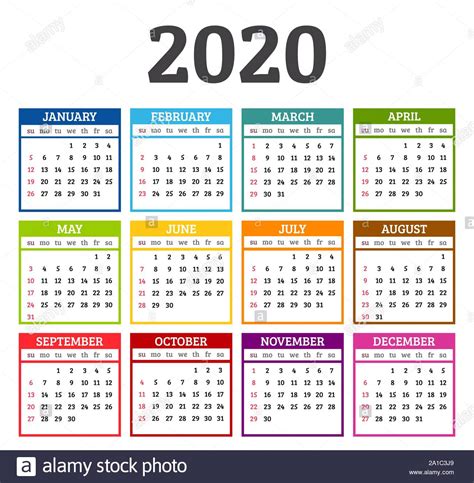 Year Calendar In Weeks 2020 Calendar Printables Free Templates