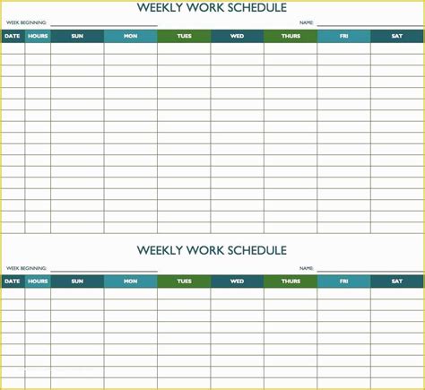 Excel Work Schedule Template Free Of Free Weekly Schedule Templates For