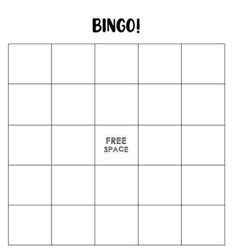 Printable Blank Bingo Template
