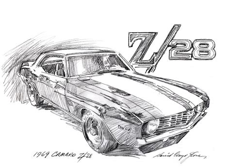 1969 Camaro Z28 Drawing By David Lloyd Glover