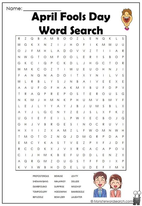 Awesome April Fools Day Word Search Funny April Fools Pranks Kids Word