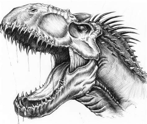 Indominus Rex Roaring Black Pen Art — Stan Winston School Of