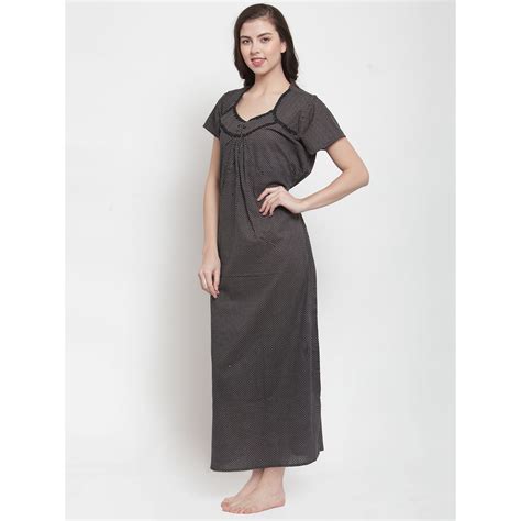 Buy Secret Wish Cotton Nighty And Night Gowns Black Online At Best Prices In India Snapdeal