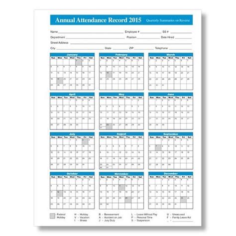 Attendance Calendar 2021 Calendar 2021