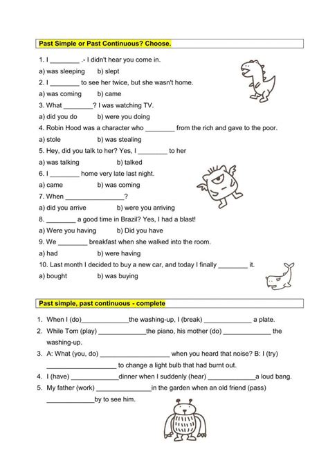 Past Simple And Past Continuous Exercises Worksheet Live Worksheets