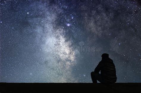 Man Looking At The Stars Stock Photo Image Of Milky 86325676 Night