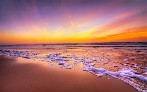 Golden Sunset At California Beach Beaches Wallpaper X