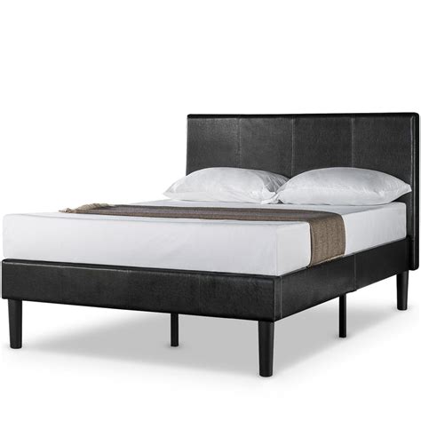 Zinus Gerard 47 Faux Leather Platform Bed With Wooden Slats Queen