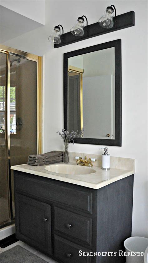 Learn the stops to properly paint your bathroom cabinet. Serendipity Refined Blog: How to Update Oak and Brass ...