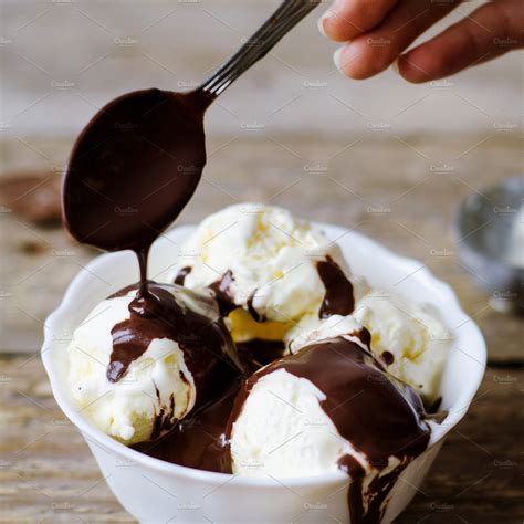 Vanilla Ice Cream With Chocolate Featuring Ice Cream Vanilla And