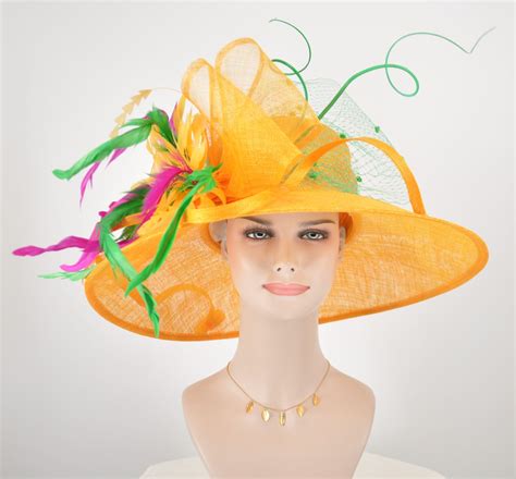 Church Kentucky Derby Hat Wide Brim Sinamay Hat Carriage Tea Party Wed