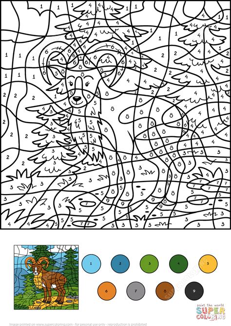 This will open the file in pdf format. Wild Goat Color by Number | Free Printable Coloring Pages