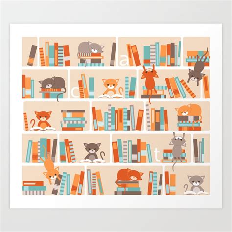 Library Cats Art Print By Heleenvanbuul Society6