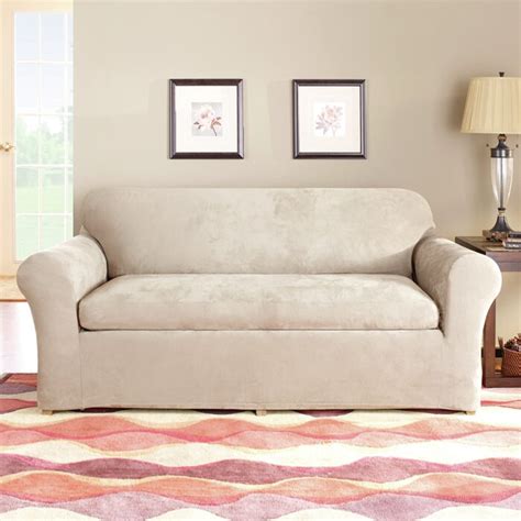 sure fit stretch suede separate seat box cushion sofa slipcover and reviews wayfair ca