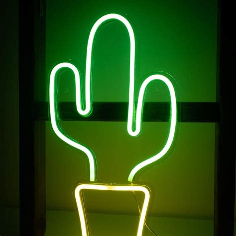 Large Cactus Led Neon Light Sign Usb Powered Feel Good Decor