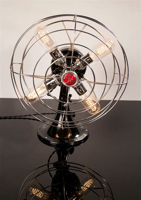 Vintage table lamp base l. Fan Lamp - Medium - GE Model - Chrome - Dan Cordero