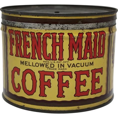 Late 1920s 1930s Rare French Maid Key Wind Litho 1 Lb Coffee Tin