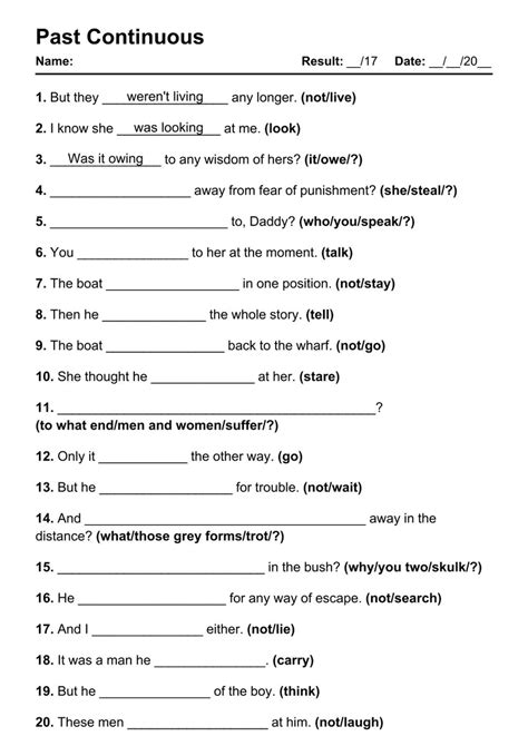 101 Printable Past Continuous PDF Worksheets With Answers Grammarism