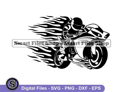 Flaming Motorcycle Rider Svg Motorcycle Svg Biking Svg Etsy