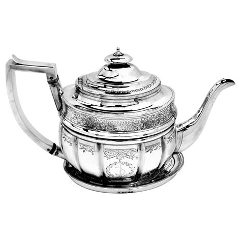 Antique George Iii Georgian Silver Teapot On Stand 1804 Tea Pot For