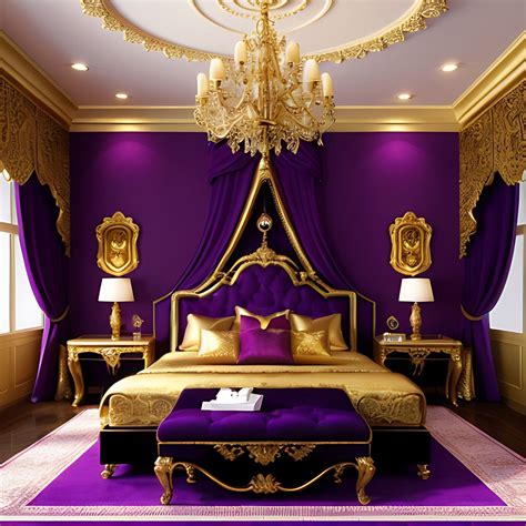 Purple Luxury Bedroom Digital Art By Me Luxurious Bedrooms Purple Bedrooms Black Gold Bedroom
