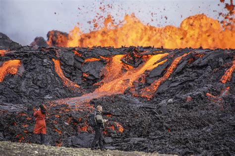 Watch Hikers Head To Marvel At Erupting Volcano In Iceland
