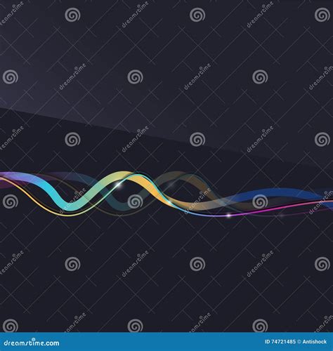 Abstract Background Wavy Colorful Swirly Line On Dark Backdrop Stock
