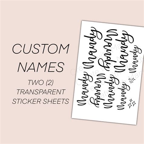 Custom Name Sticker Sheets Personalized Hand Lettered Name Etsy