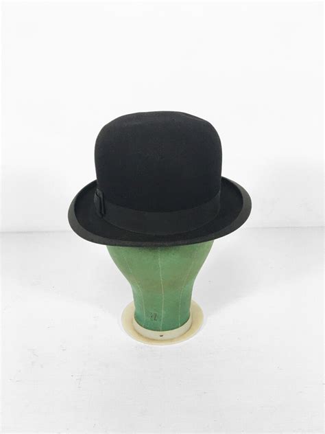 Vintage 20s Stetson Derby Hat Black Bowler Size 7 18 Etsy